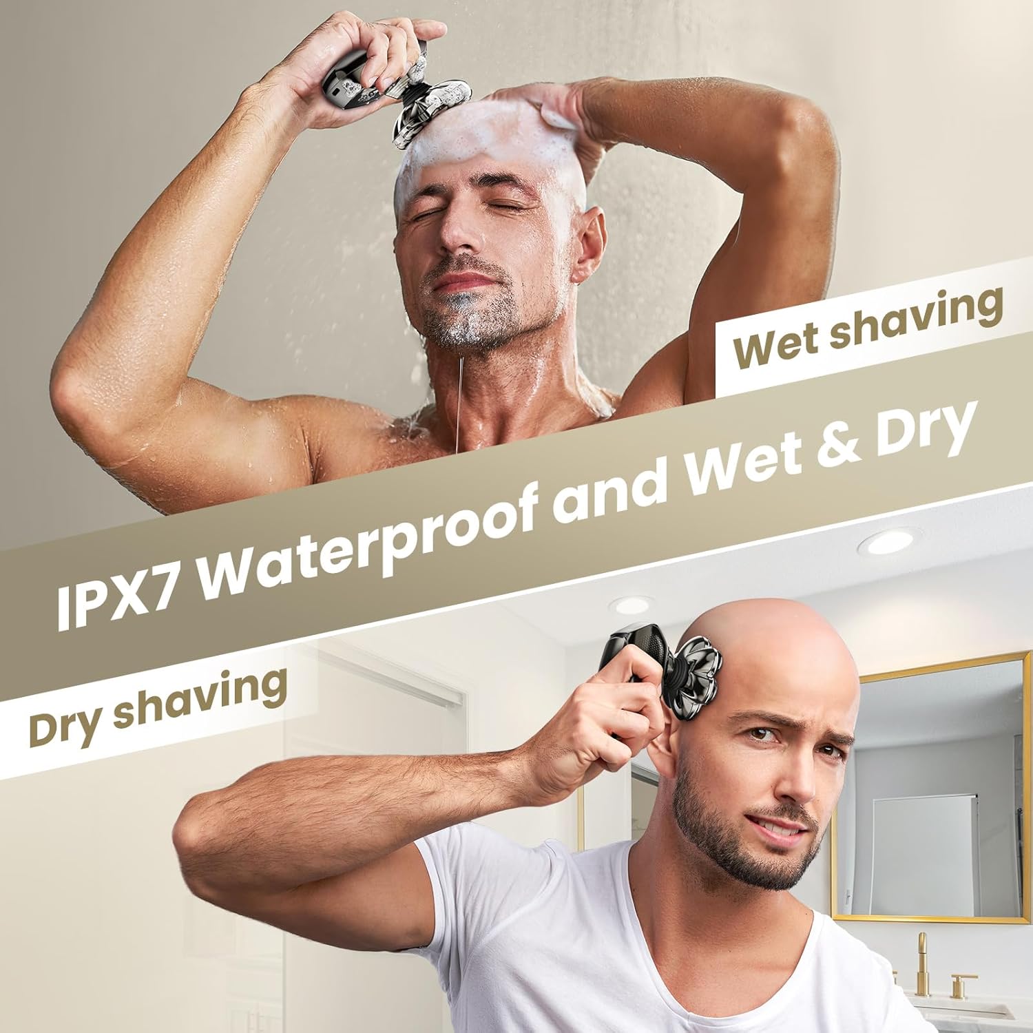 SHPAVVER 7D Head Shavers for Bald Men, Detachable Head Shaver LED Display Dry Wet Bald Razor, IPX7 Waterproof Electric Razor with Type-C Charge